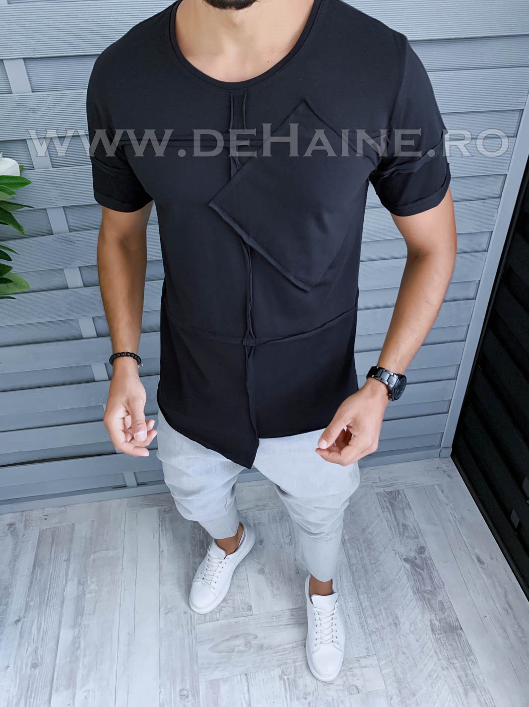Tricou barbati negru slim fit vagabond b1972 p5-1*